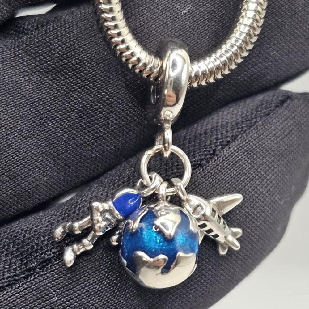 SILVER 925 EARTH, PLANE, AND EARTH DANGLE CHARM
